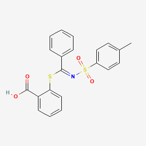 molecular formula C21H17NO4S2 B2698397 (E)-2-((phenyl(tosylimino)methyl)thio)benzoic acid CAS No. 326888-48-6