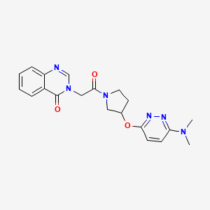 molecular formula C20H22N6O3 B2698399 3-(2-(3-((6-(二甲基氨基)吡啶并[3,4]嘧啶-3-基氧基)吡咯啉-1-基)-2-氧代乙基)喹唑啉-4(3H)-酮 CAS No. 2034436-65-0
