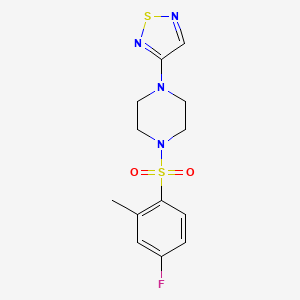 molecular formula C13H15FN4O2S2 B2698400 1-(4-氟-2-甲基苯磺酰)-4-(1,2,5-噻二唑-3-基)哌嗪 CAS No. 2097910-48-8