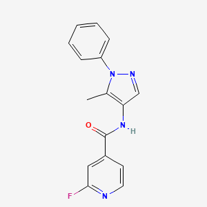 molecular formula C16H13FN4O B2698401 2-Fluoro-N-(5-methyl-1-phenylpyrazol-4-YL)pyridine-4-carboxamide CAS No. 1825489-94-8