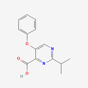 molecular formula C14H14N2O3 B2698405 5-Phenoxy-2-(propan-2-yl)pyrimidine-4-carboxylic acid CAS No. 1283964-48-6