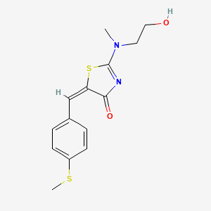 molecular formula C14H16N2O2S2 B2698409 (5E)-2-[2-hydroxyethyl(methyl)amino]-5-[(4-methylsulfanylphenyl)methylidene]-1,3-thiazol-4-one CAS No. 866149-71-5
