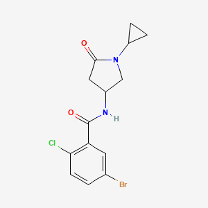 molecular formula C14H14BrClN2O2 B2698429 5-溴-2-氯-N-(1-环丙基-5-氧代吡咯烷-3-基)苯甲酰胺 CAS No. 1351602-14-6