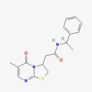 molecular formula C17H19N3O2S B2698430 2-(6-methyl-5-oxo-3,5-dihydro-2H-thiazolo[3,2-a]pyrimidin-3-yl)-N-(1-phenylethyl)acetamide CAS No. 946237-76-9