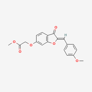 molecular formula C19H16O6 B2698439 (Z)-methyl 2-((2-(4-methoxybenzylidene)-3-oxo-2,3-dihydrobenzofuran-6-yl)oxy)acetate CAS No. 853738-01-9