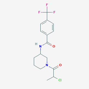 molecular formula C16H18ClF3N2O2 B2698449 N-[1-(2-Chloropropanoyl)piperidin-3-yl]-4-(trifluoromethyl)benzamide CAS No. 2411235-20-4