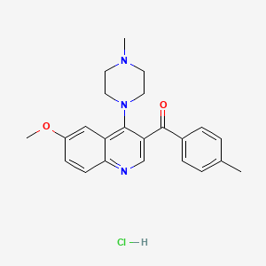 molecular formula C23H26ClN3O2 B2698466 6-Methoxy-3-(4-methylbenzoyl)-4-(4-methylpiperazin-1-yl)quinoline hydrochloride CAS No. 2097931-17-2
