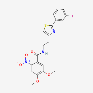 molecular formula C20H18FN3O5S B2698467 N-(2-(2-(3-fluorophenyl)thiazol-4-yl)ethyl)-4,5-dimethoxy-2-nitrobenzamide CAS No. 897612-37-2