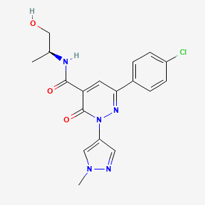 molecular formula C18H18ClN5O3 B2698469 (S)-6-(4-氯苯基)-N-(1-羟基丙烷-2-基)-2-(1-甲基-1H-吡唑-4-基)-3-酮-2,3-二氢吡啶-4-甲酰胺 CAS No. 2242464-44-2
