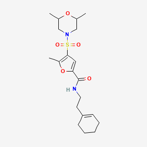 molecular formula C20H30N2O5S B2698470 N-(2-(cyclohex-1-en-1-yl)ethyl)-4-((2,6-dimethylmorpholino)sulfonyl)-5-methylfuran-2-carboxamide CAS No. 1207041-87-9