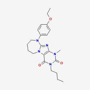 molecular formula C22H29N5O3 B2698472 3-Butyl-10-(4-ethoxyphenyl)-1-methyl-6,7,8,9-tetrahydropurino[7,8-a][1,3]diazepine-2,4-dione CAS No. 887197-41-3