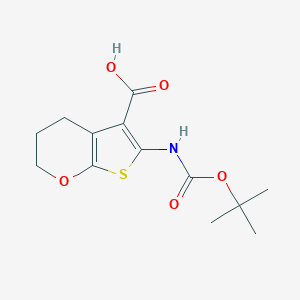 molecular formula C13H17NO5S B2698484 6-[(2-Methylpropan-2-yl)oxycarbonylamino]-3,4-dihydro-2H-thieno[2,3-b]pyran-5-carboxylic acid CAS No. 2248408-43-5