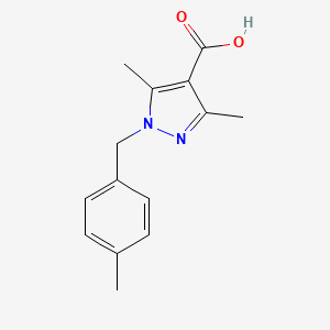 molecular formula C14H16N2O2 B2698485 3,5-Dimethyl-1-[(4-methylphenyl)methyl]-1H-pyrazole-4-carboxylic acid CAS No. 926240-70-2