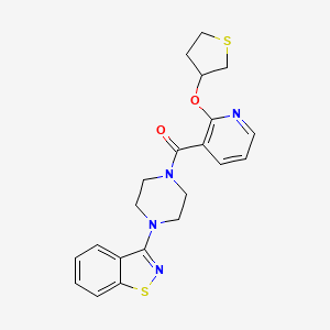 molecular formula C21H22N4O2S2 B2698490 (4-(Benzo[d]isothiazol-3-yl)piperazin-1-yl)(2-((tetrahydrothiophen-3-yl)oxy)pyridin-3-yl)methanone CAS No. 1904217-57-7