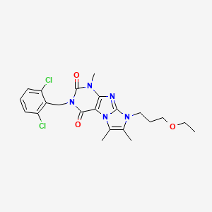 molecular formula C22H25Cl2N5O3 B2698506 3-(2,6-二氯苄基)-8-(3-乙氧基丙基)-1,6,7-三甲基-1H-咪唑[2,1-f]嘌呤-2,4(3H,8H)-二酮 CAS No. 899727-76-5