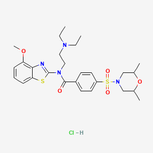 molecular formula C27H37ClN4O5S2 B2698516 N-(2-(二乙基氨基)乙基)-4-((2,6-二甲基吗啉基)磺酰)-N-(4-甲氧基苯并[d]噻唑-2-基)苯甲酰胺盐酸盐 CAS No. 1321881-44-0