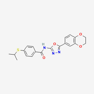 molecular formula C20H19N3O4S B2698517 N-(5-(2,3-二氢苯并[b][1,4]二噁烷-6-基)-1,3,4-噁二唑-2-基)-4-(异丙硫基)苯甲酰胺 CAS No. 941992-95-6