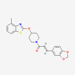 molecular formula C23H22N2O4S B2698519 (E)-3-(苯并[d][1,3]二噁烯-5-基)-1-(4-((4-甲基苯并[d]噻唑-2-基)氧基)哌啶-1-基)丙-2-烯-1-酮 CAS No. 1286744-29-3