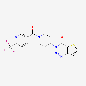 molecular formula C17H14F3N5O2S B2698523 3-(1-(6-(三氟甲基)烟酰基)哌啶-4-基)噻吩[3,2-d][1,2,3]嘧啶-4(3H)-酮 CAS No. 2034558-55-7