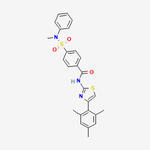 molecular formula C26H25N3O3S2 B2698538 4-[甲基(苯基)磺酰]-N-[4-(2,4,6-三甲基苯基)-1,3-噻唑-2-基]苯甲酰胺 CAS No. 392237-08-0