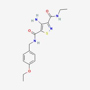 molecular formula C16H20N4O3S B2698541 4-氨基-N5-(4-乙氧基苄基)-N3-乙基异噻唑-3,5-二羧酰胺 CAS No. 1251581-69-7