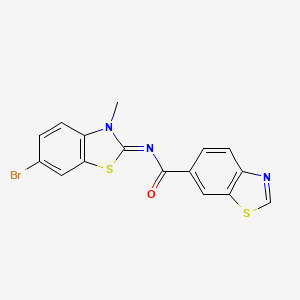 molecular formula C16H10BrN3OS2 B2698543 (E)-N-(6-溴-3-甲基苯并[d]噻唑-2(3H)-基亚甲基)苯并[d]噻唑-6-羧酰胺 CAS No. 850903-25-2
