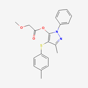 molecular formula C20H20N2O3S B2698544 3-methyl-1-phenyl-4-(p-tolylthio)-1H-pyrazol-5-yl 2-methoxyacetate CAS No. 851126-62-0