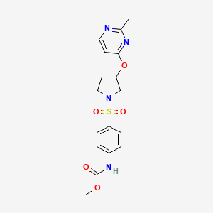 molecular formula C17H20N4O5S B2698552 methyl N-[4-({3-[(2-methylpyrimidin-4-yl)oxy]pyrrolidin-1-yl}sulfonyl)phenyl]carbamate CAS No. 2034494-21-6
