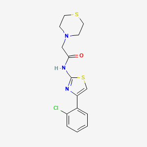 molecular formula C15H16ClN3OS2 B2698553 N-[4-(2-chlorophenyl)-1,3-thiazol-2-yl]-2-(1,4-thiazinan-4-yl)acetamide CAS No. 338749-94-3
