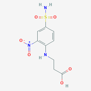 molecular formula C9H11N3O6S B2698556 3-[(2-硝基-4-磺酰基苯基)氨基]丙酸 CAS No. 872319-69-2