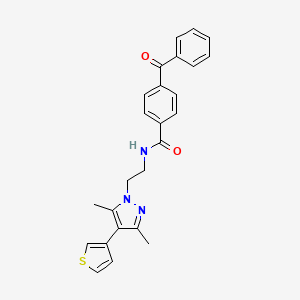 molecular formula C25H23N3O2S B2698564 4-benzoyl-N-(2-(3,5-dimethyl-4-(thiophen-3-yl)-1H-pyrazol-1-yl)ethyl)benzamide CAS No. 2034357-29-2