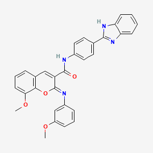 (2Z)-N-[4-(1H-benzimidazol-2-yl)phenyl]-8-methoxy-2-[(3-methoxyphenyl)imino]-2H-chromene-3-carboxamide