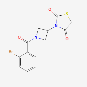 molecular formula C13H11BrN2O3S B2698587 3-(1-(2-溴苯甲酰)氮杂环丁烷-3-基)噻唑烷-2,4-二酮 CAS No. 1795304-25-4