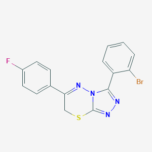 molecular formula C16H10BrFN4S B269860 3-(2-bromophenyl)-6-(4-fluorophenyl)-7H-[1,2,4]triazolo[3,4-b][1,3,4]thiadiazine 