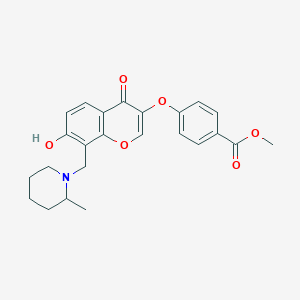 molecular formula C24H25NO6 B2698606 Methyl 4-[7-hydroxy-8-[(2-methylpiperidin-1-yl)methyl]-4-oxochromen-3-yl]oxybenzoate CAS No. 847916-69-2
