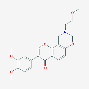 molecular formula C22H23NO6 B2698610 3-(3,4-dimethoxyphenyl)-9-(2-methoxyethyl)-9,10-dihydrochromeno[8,7-e][1,3]oxazin-4(8H)-one CAS No. 951954-75-9