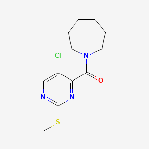 molecular formula C12H16ClN3OS B2698626 1-[5-Chloro-2-(methylsulfanyl)pyrimidine-4-carbonyl]azepane CAS No. 1147389-32-9