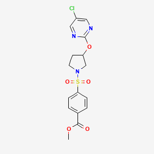 molecular formula C16H16ClN3O5S B2698630 Methyl 4-((3-((5-chloropyrimidin-2-yl)oxy)pyrrolidin-1-yl)sulfonyl)benzoate CAS No. 2034251-64-2