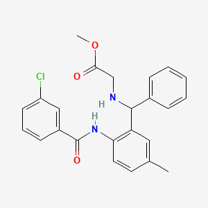 molecular formula C24H23ClN2O3 B2698644 Methyl 2-(((2-(3-chlorobenzamido)-5-methylphenyl)(phenyl)methyl)amino)acetate CAS No. 438483-70-6