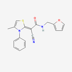 molecular formula C18H15N3O2S B2698652 (2Z)-2-cyano-N-(furan-2-ylmethyl)-2-(4-methyl-3-phenyl-1,3-thiazol-2-ylidene)acetamide CAS No. 1164510-57-9