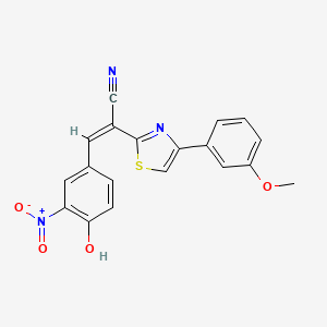 molecular formula C19H13N3O4S B2698662 (Z)-3-(4-羟基-3-硝基苯基)-2-(4-(3-甲氧基苯基)噻唑-2-基)丙烯腈 CAS No. 476673-52-6