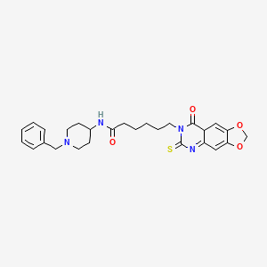 molecular formula C27H32N4O4S B2698664 N-(1-benzylpiperidin-4-yl)-6-{8-oxo-6-sulfanylidene-2H,5H,6H,7H,8H-[1,3]dioxolo[4,5-g]quinazolin-7-yl}hexanamide CAS No. 896704-53-3