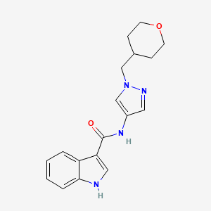 molecular formula C18H20N4O2 B2698668 N-{1-[(oxan-4-yl)methyl]-1H-pyrazol-4-yl}-1H-indole-3-carboxamide CAS No. 1705312-29-3