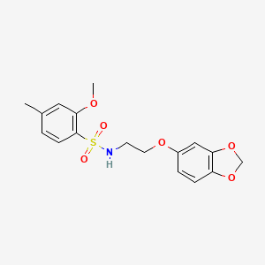 molecular formula C17H19NO6S B2698669 N-(2-(苯并[d][1,3]二噁杂环-5-基氧基)乙基)-2-甲氧基-4-甲基苯磺酰胺 CAS No. 1105205-61-5