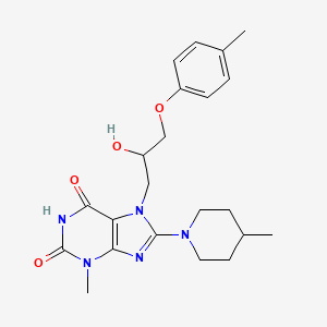 molecular formula C22H29N5O4 B2698670 7-(2-羟基-3-(对甲苯氧基)丙基)-3-甲基-8-(4-甲基哌啶-1-基)-1H-嘌呤-2,6(3H,7H)-二酮 CAS No. 919017-50-8