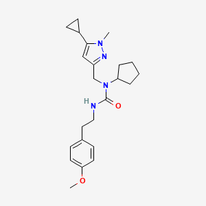 molecular formula C23H32N4O2 B2698673 1-cyclopentyl-1-((5-cyclopropyl-1-methyl-1H-pyrazol-3-yl)methyl)-3-(4-methoxyphenethyl)urea CAS No. 1790203-60-9