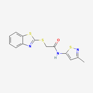 molecular formula C13H11N3OS3 B2698681 2-(苯并[d]噻唑-2-基硫)-N-(3-甲基异噻唑-5-基)乙酰胺 CAS No. 1207023-64-0