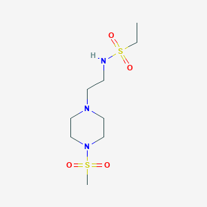 molecular formula C9H21N3O4S2 B2698685 N-(2-(4-(methylsulfonyl)piperazin-1-yl)ethyl)ethanesulfonamide CAS No. 1207010-43-2