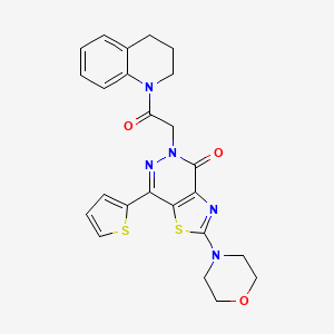 molecular formula C24H23N5O3S2 B2698689 5-(2-(3,4-dihydroquinolin-1(2H)-yl)-2-oxoethyl)-2-morpholino-7-(thiophen-2-yl)thiazolo[4,5-d]pyridazin-4(5H)-one CAS No. 1021095-97-5