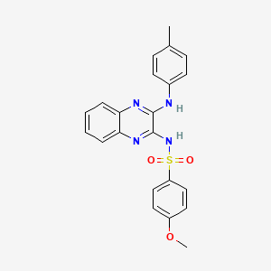 molecular formula C22H20N4O3S B2698697 4-methoxy-N-(3-(p-tolylamino)quinoxalin-2-yl)benzenesulfonamide CAS No. 714253-88-0